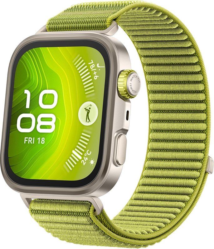 La Huawei Watch Fit 4 Pro avec un bracelet vert